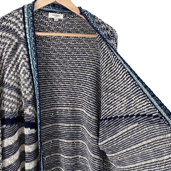 UMGEE Open Front Cascading Patterned Longline Cardigan - Picture 4 of 12